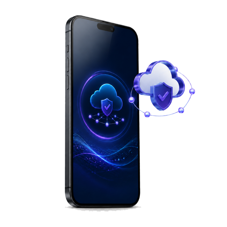 Celular e nuvem segura representando um certificado Remote ID em nuvem